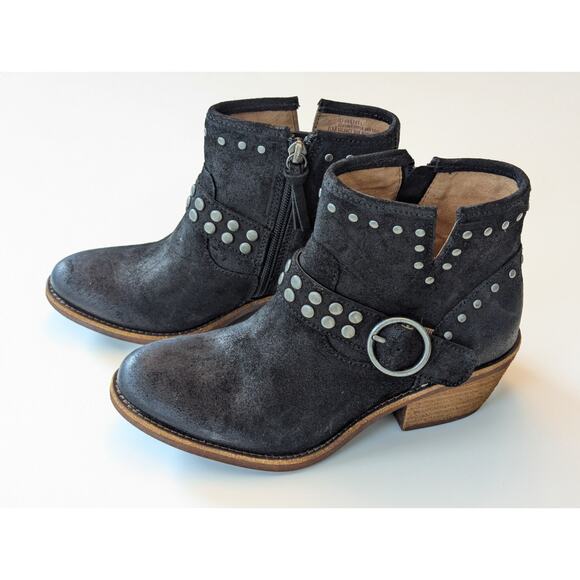 NWOT Sofft Allene II Suede Leather Black Studded Cowboy Boots Bootie Side Zip 6M - Picture 3 of 9
